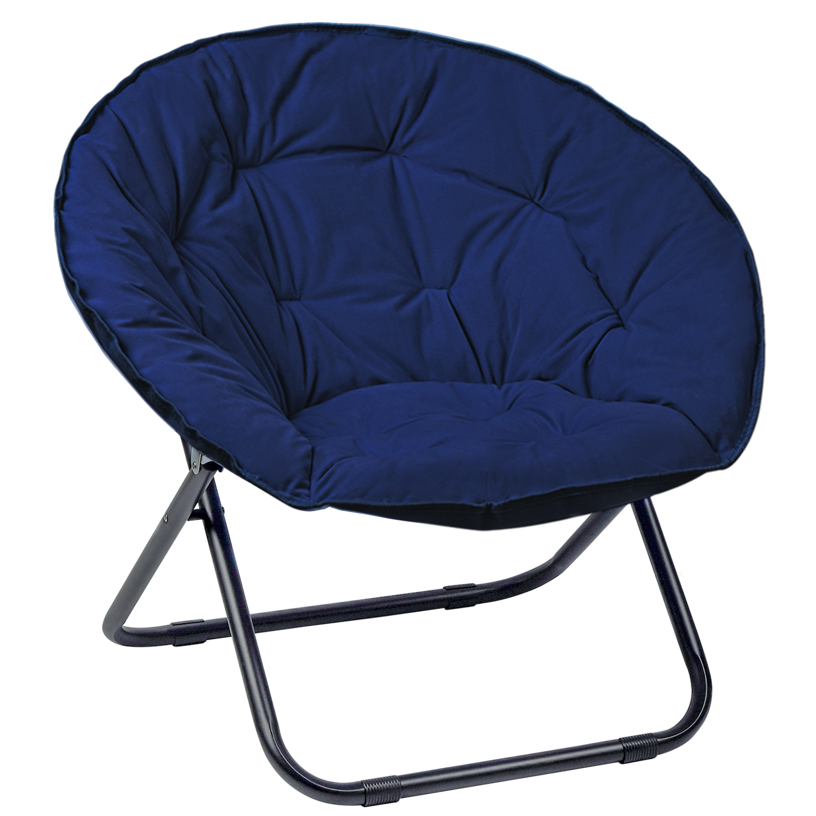 TANGJEAMER Folding Chair, Saucer Chair with Metal Frame, Comfy Moon Chairs for Bedroom, Living Rooms, Apartments, Garden and Courtyard (Blue)